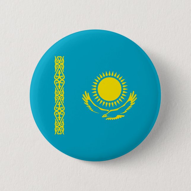 Chapa Redonda De 5 Cm Bandera de Kazajistán (Anverso)
