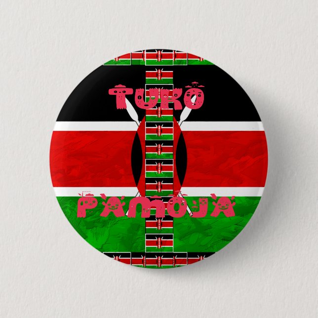 Chapa Redonda De 5 Cm Bandera de Kenia: Tuko Pamoja - Diseño de arte de  (Anverso)