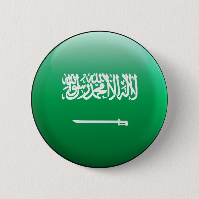 Chapa Redonda De 5 Cm Bandera de la Arabia Saudita (Anverso)