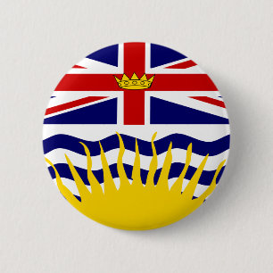 Chapa Redonda De 5 Cm Bandera de la Columbia Británica de Canadá