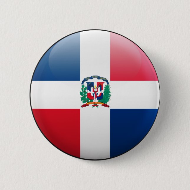 Chapa Redonda De 5 Cm Bandera de la República Dominicana (Anverso)