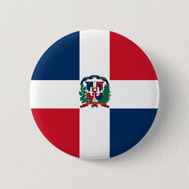 Chapa Redonda De 5 Cm Bandera de la República Dominicana (Anverso)