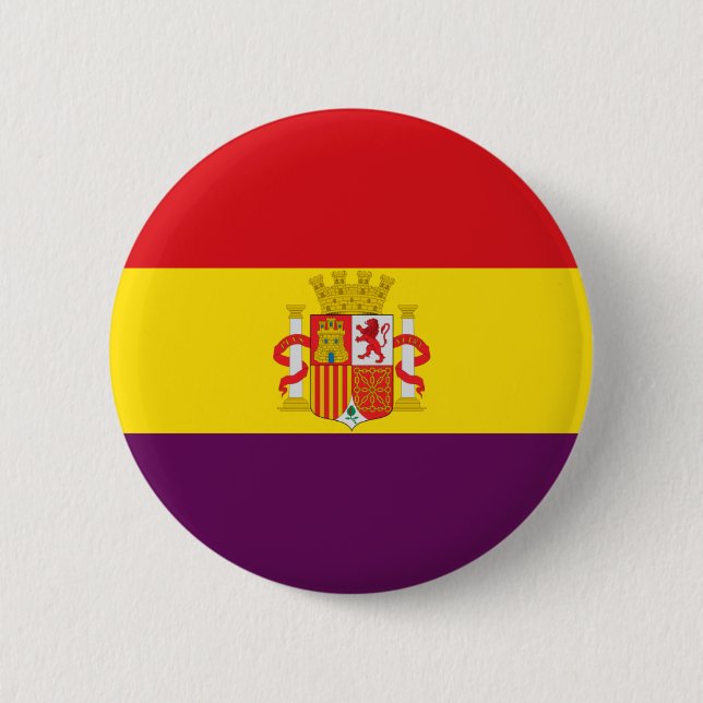 Chapa Redonda De 5 Cm Bandera de la República Española (Anverso)