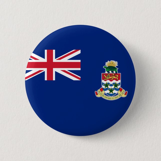 Chapa Redonda De 5 Cm Bandera de las Islas Caimán (Reino Unido) en (Anverso)