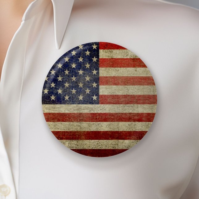 Chapa Redonda De 5 Cm Bandera de los Antiguos Estados Unidos (American Flag Button)