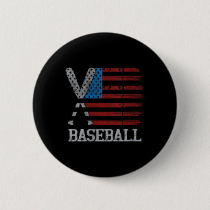 Chapa Redonda De 5 Cm Bandera De Los Ee.Uu. Bates Cruzados De Béisbol Pl