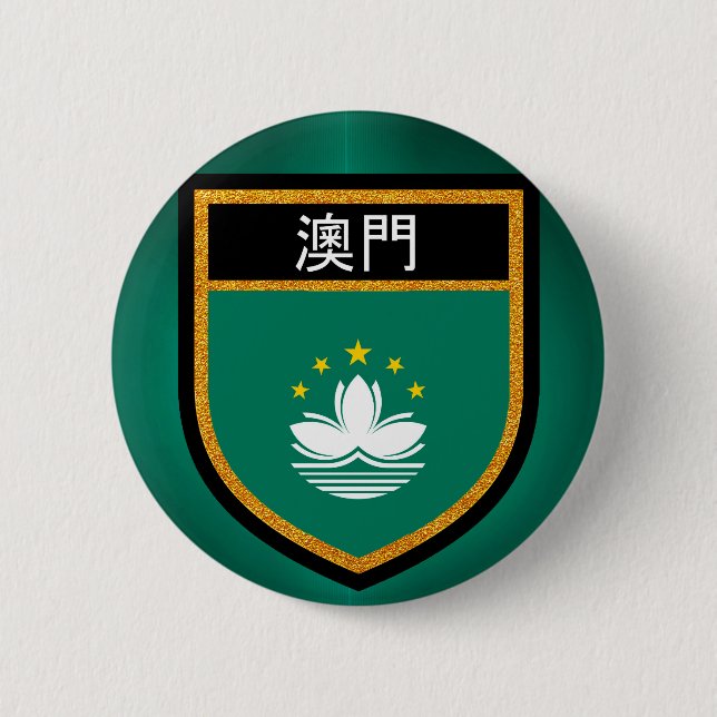 Chapa Redonda De 5 Cm Bandera de Macao (Anverso)