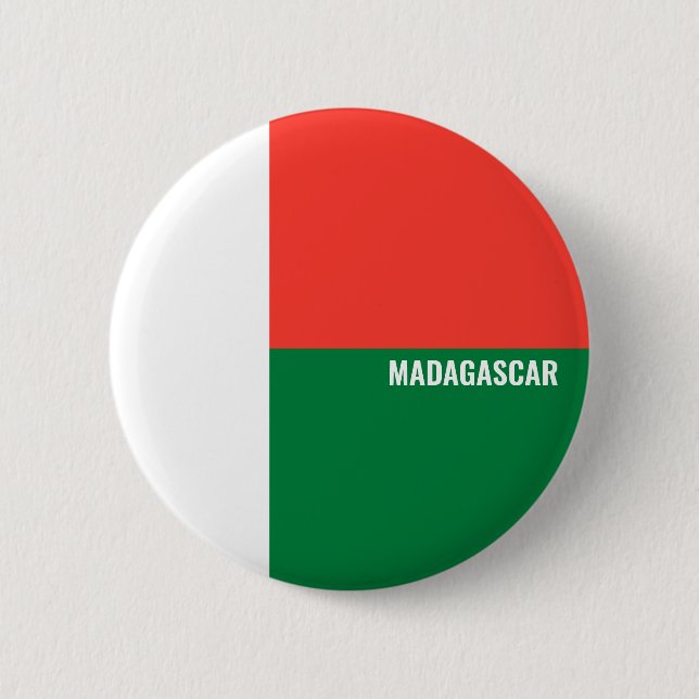 Chapa Redonda De 5 Cm Bandera de Madagascar Inscripción Verde Blanco (Anverso)