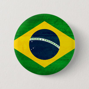 Chapa Redonda De 5 Cm Bandera de madera del Brasil