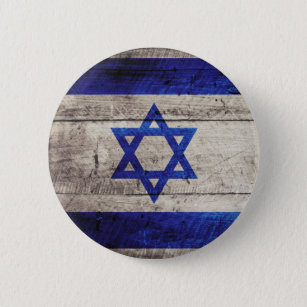 Chapa Redonda De 5 Cm Bandera de madera vieja de Israel