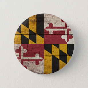 Chapa Redonda De 5 Cm Bandera de madera vieja de Maryland