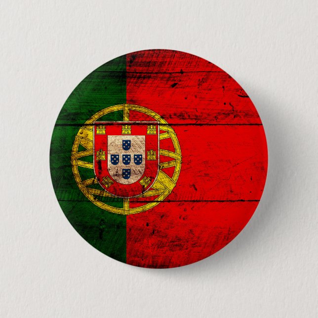 Chapa Redonda De 5 Cm Bandera de madera vieja de Portugal (Anverso)