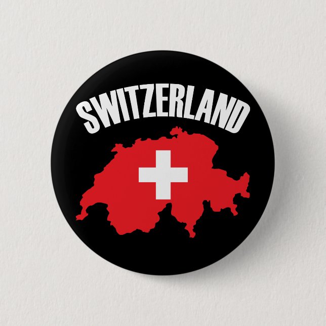Chapa Redonda De 5 Cm Bandera de mapa de Suiza (Anverso)