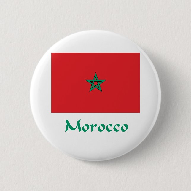 Chapa Redonda De 5 Cm Bandera de Marruecos (Anverso)