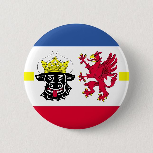 Chapa Redonda De 5 Cm Bandera de Mecklemburgo-Pomerania Occidental Pinba (Anverso)
