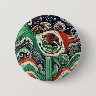 Chapa Redonda De 5 Cm Bandera de México