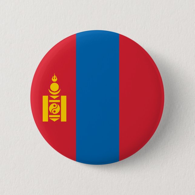 Chapa Redonda De 5 Cm Bandera de Mongolia (Anverso)