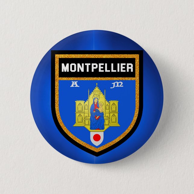 Chapa Redonda De 5 Cm Bandera de Montpellier (Anverso)
