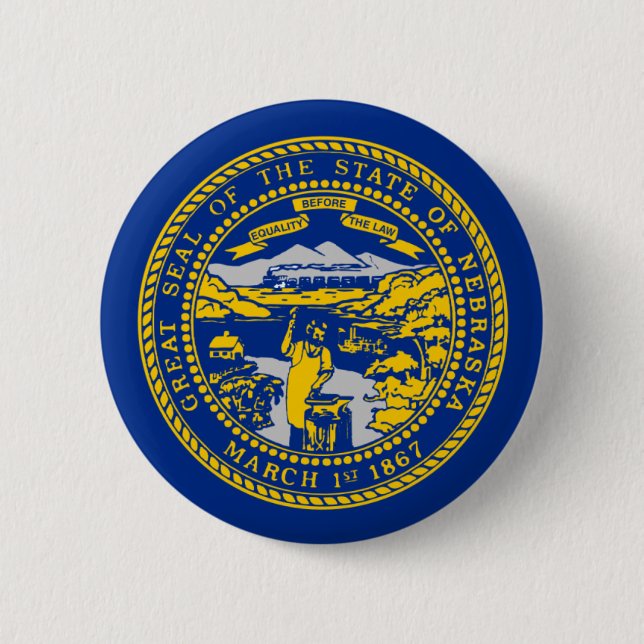 Chapa Redonda De 5 Cm Bandera de Nebraska (Anverso)