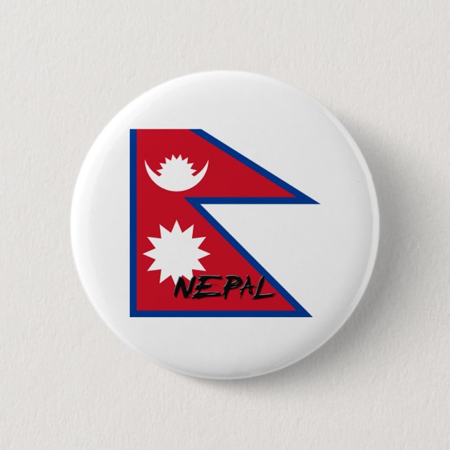 Chapa Redonda De 5 Cm Bandera de Nepal (Anverso)