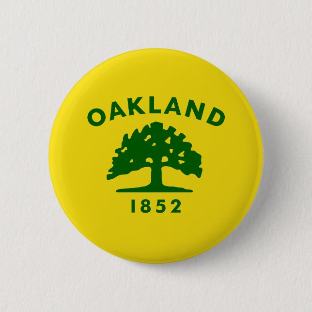 Chapa Redonda De 5 Cm Bandera de Oakland, California (Anverso)