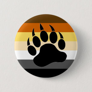 Chapa Redonda De 5 Cm Bandera de Orgullo de Oso Gay Pata de Oso