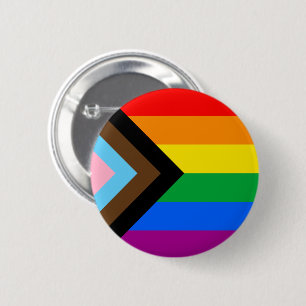 Chapa Redonda De 5 Cm Bandera de Orgullo Progresista LGBTQ+