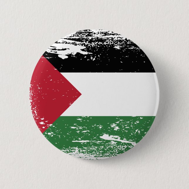 Chapa Redonda De 5 Cm Bandera de Palestina del Grunge (Anverso)