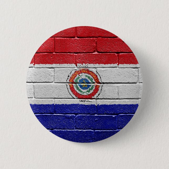 Chapa Redonda De 5 Cm Bandera de Paraguay (Anverso)