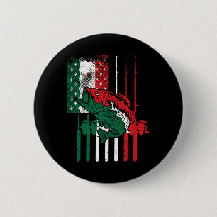 Chapa Redonda De 5 Cm Bandera de pesca americano mexicana varilla de pes