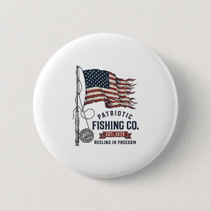 Chapa Redonda De 5 Cm Bandera de pesca patriótica vintage diseño vectori