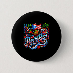 Chapa Redonda De 5 Cm bandera de Puerto Rico floral rana boricua hispáni