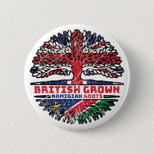 Chapa Redonda De 5 Cm Bandera de raíces de árbol británico de Namibia