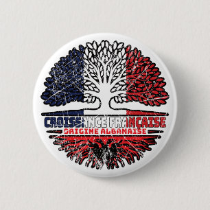 Chapa Redonda De 5 Cm Bandera de raíces de árbol de Francia de Albania