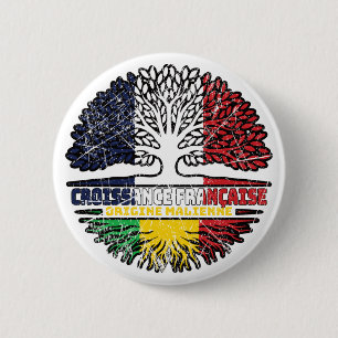 Chapa Redonda De 5 Cm Bandera de raíces de árbol de Francia malí-maliens