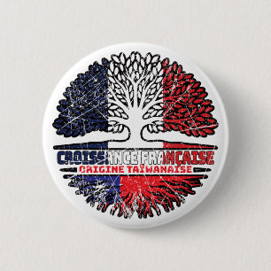 Chapa Redonda De 5 Cm Bandera de raíces de árbol de Taiwán francés Franc