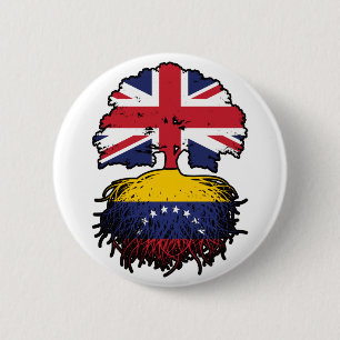 Chapa Redonda De 5 Cm Bandera de raíces de árbol de Venezuela Venezolano