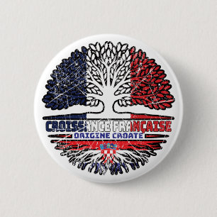 Chapa Redonda De 5 Cm Bandera de raíces de árbol francés de Croacia fran