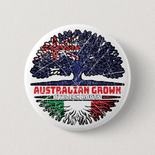 Chapa Redonda De 5 Cm Bandera de raíces de árboles australianos italiano