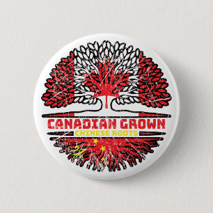 Chapa Redonda De 5 Cm Bandera de raíces de árboles chinos canadienses en