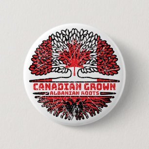 Chapa Redonda De 5 Cm Bandera de raíces de árboles de Canadá de Albania