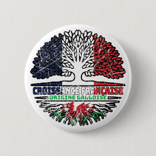 Chapa Redonda De 5 Cm Bandera de raíces de árboles de Francia galesa