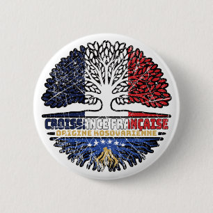 Chapa Redonda De 5 Cm Bandera de raíces de árboles de la Francia frances