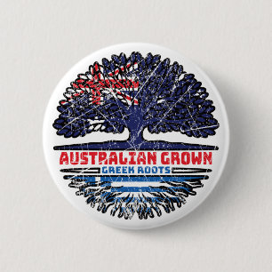 Chapa Redonda De 5 Cm Bandera de raíces de árboles griegos australianos