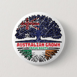Chapa Redonda De 5 Cm Bandera de raíces de árboles irlandeses australian