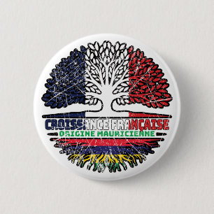Chapa Redonda De 5 Cm Bandera de raíces mauricianas de Francia