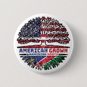 Chapa Redonda De 5 Cm Bandera de raíces namibianas de árboles estadounid