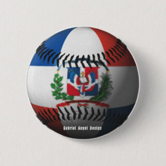 Chapa Redonda De 5 Cm Bandera de República Dominicana cubierta de béisbo