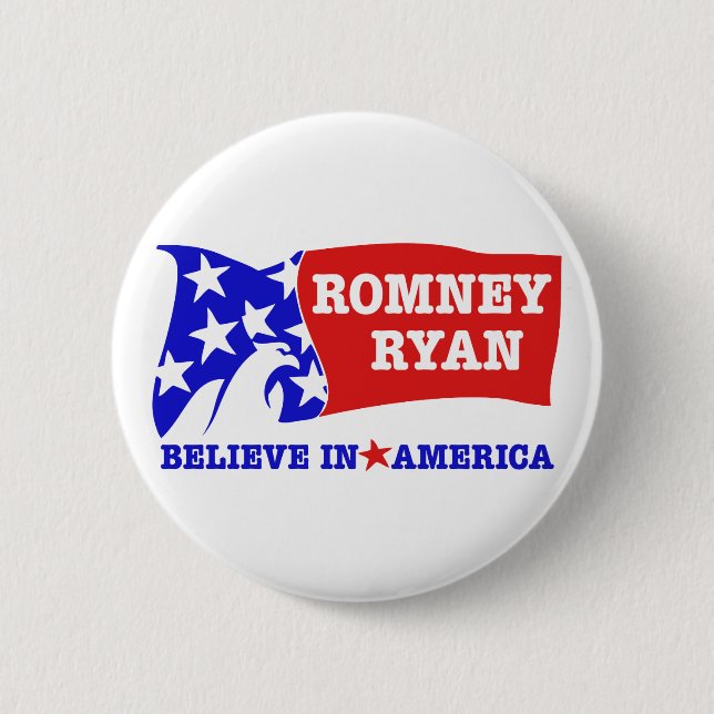 Chapa Redonda De 5 Cm Bandera de Romney Ryan Eagle (Anverso)