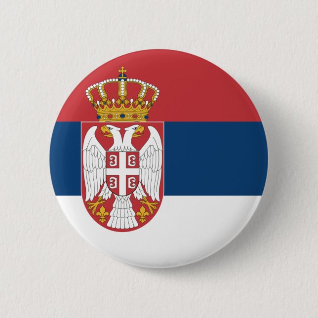 Chapa Redonda De 5 Cm Bandera de Serbia (Anverso)